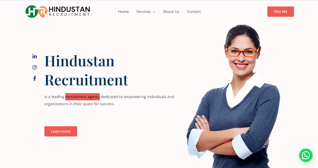 Hindustan Recruitment website screen short