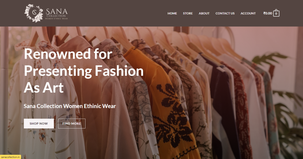 Sana Collection website screen short